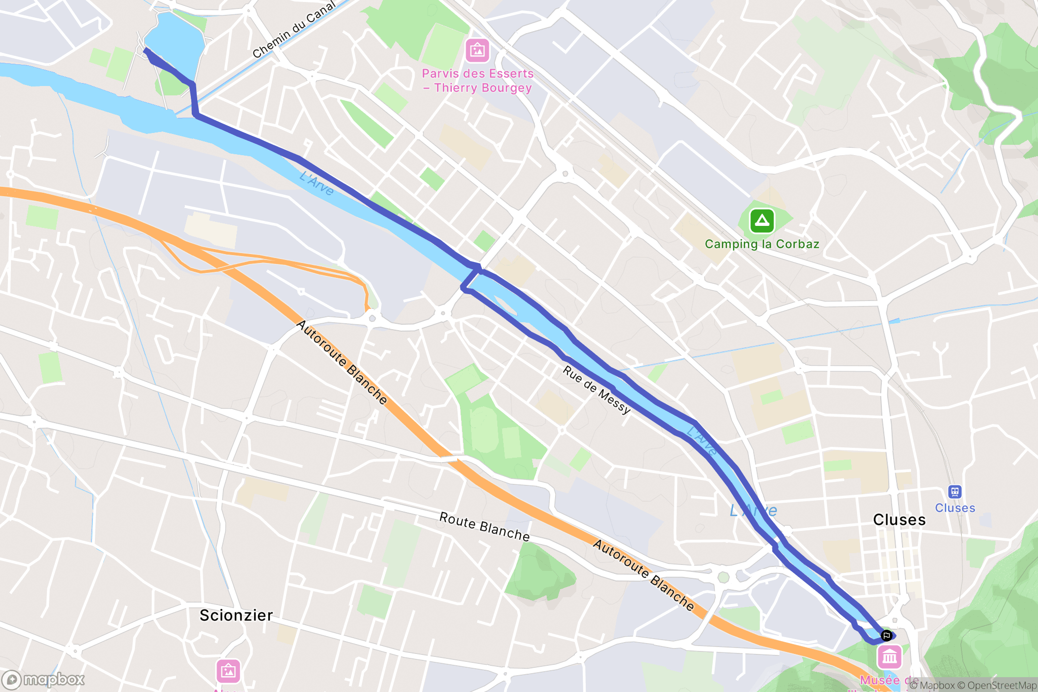 Cluses : carte du parcours de randonnée - France