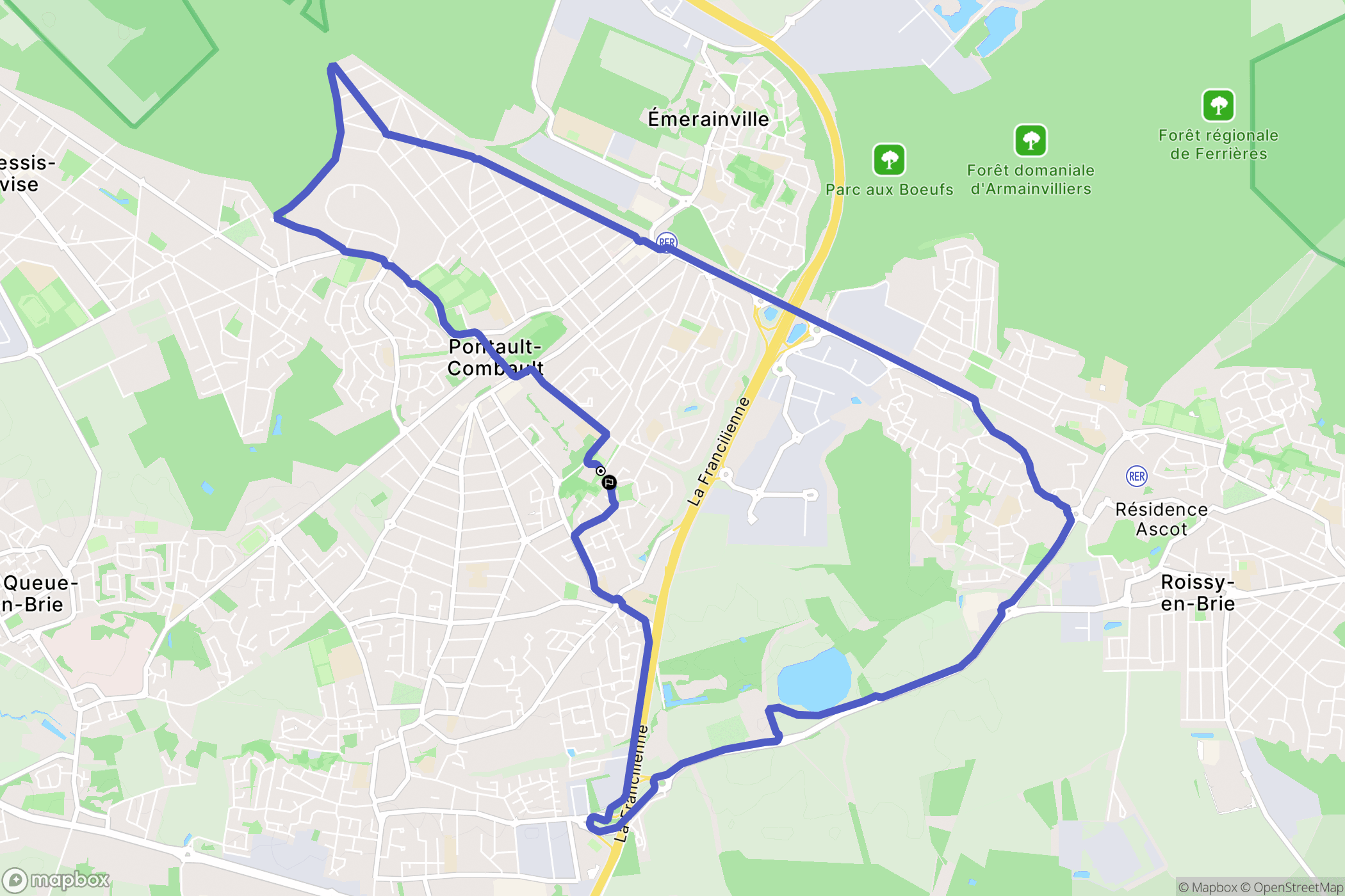 Pontault-Combault : carte du parcours de randonnée - France
