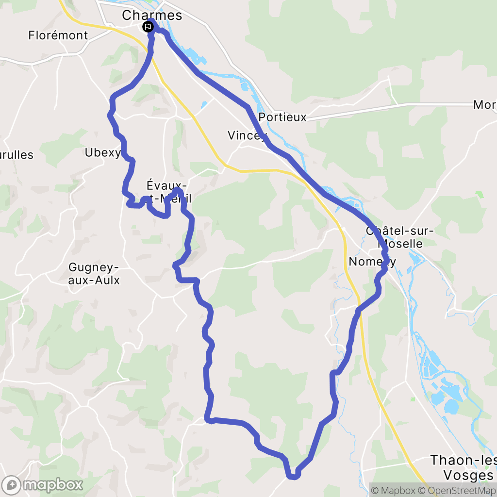 Charmes : carte du parcours de randonnée - France