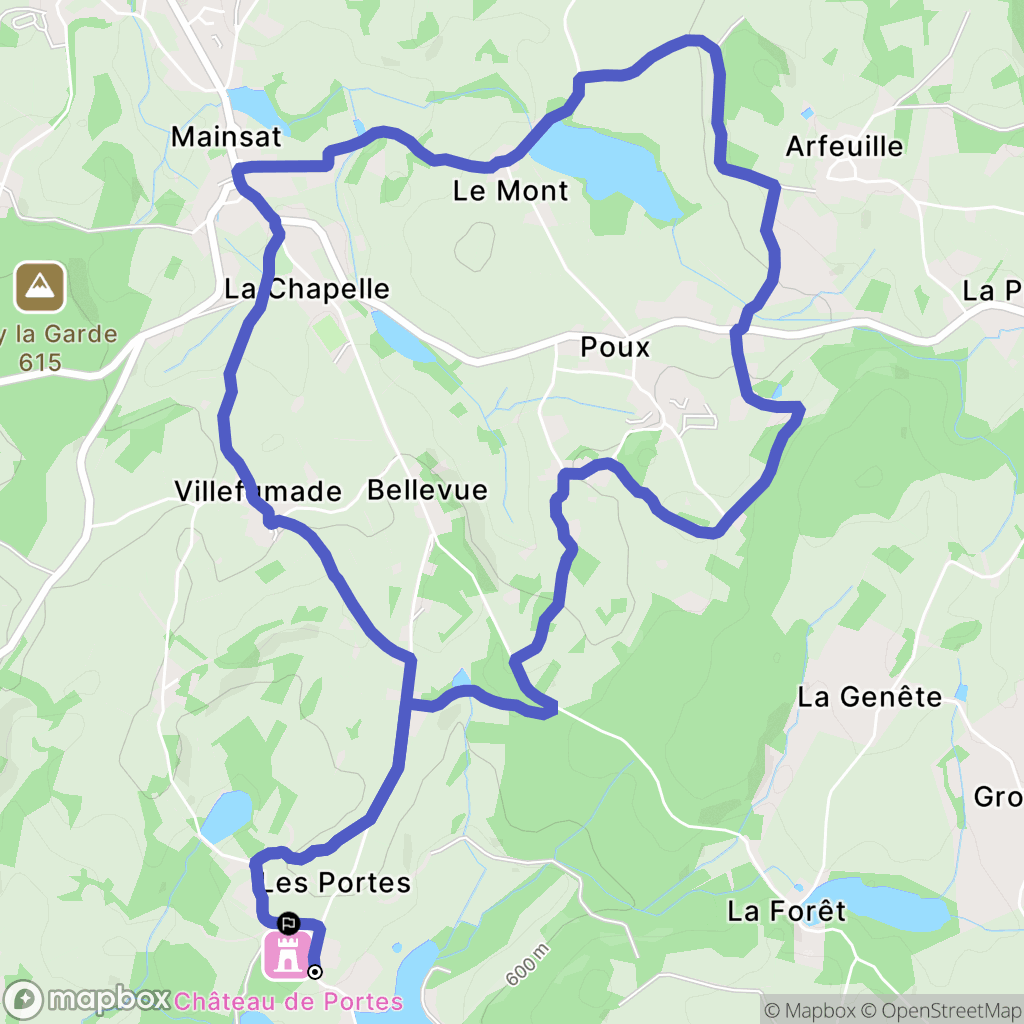 Mainsat : carte du parcours de randonnée - France