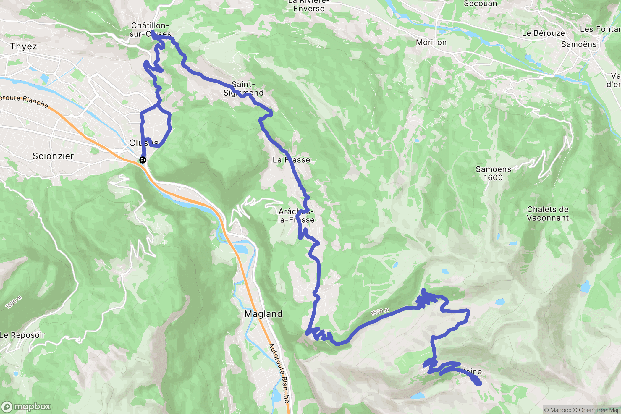 Cluses : carte du parcours de randonnée - France