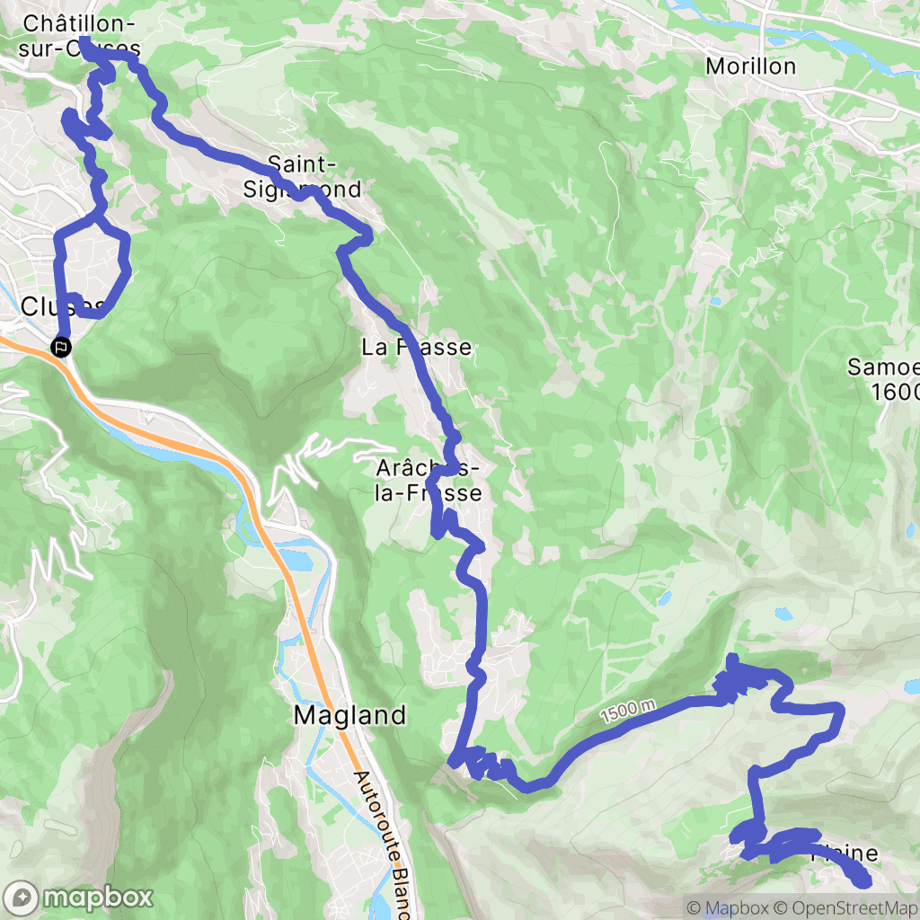 Cluses : carte du parcours de randonnée - France