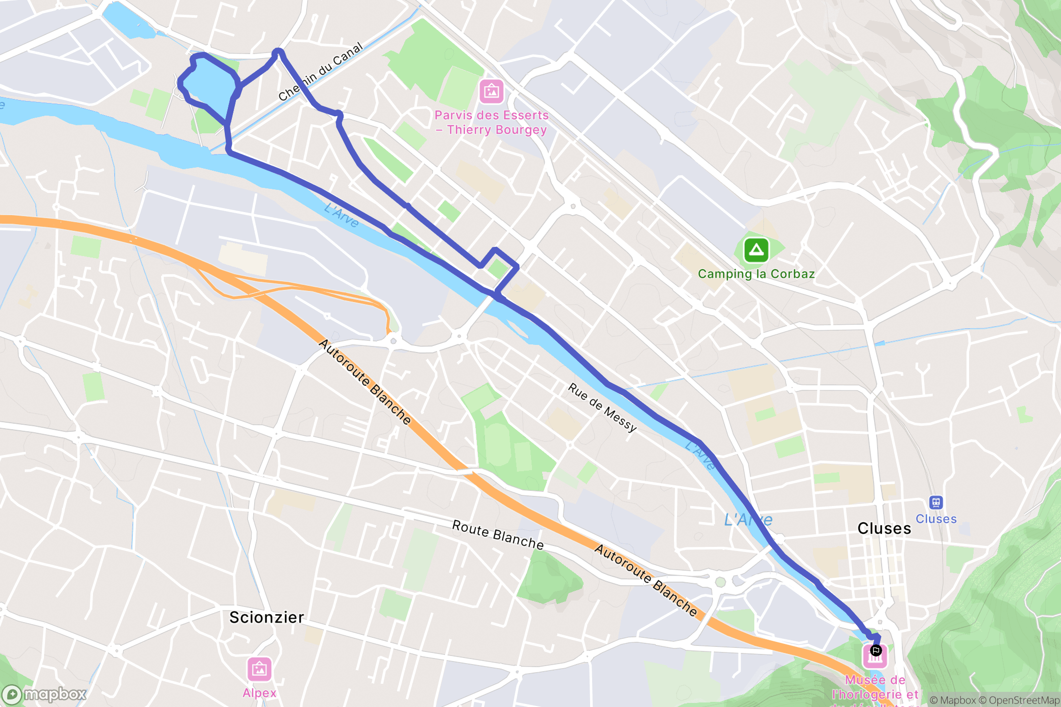 Cluses : carte du parcours de randonnée - France