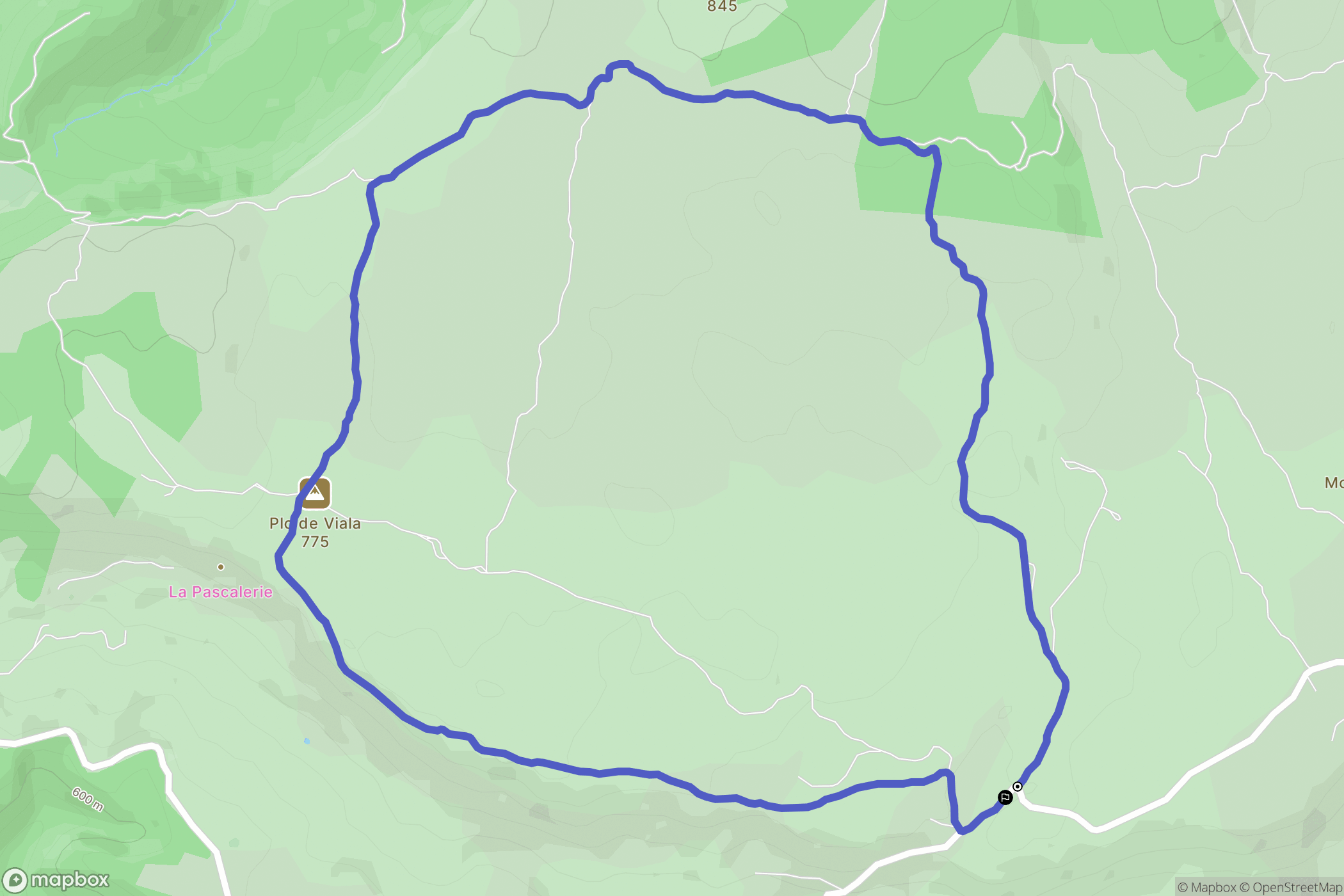 Cornus : carte du parcours de randonnée - France