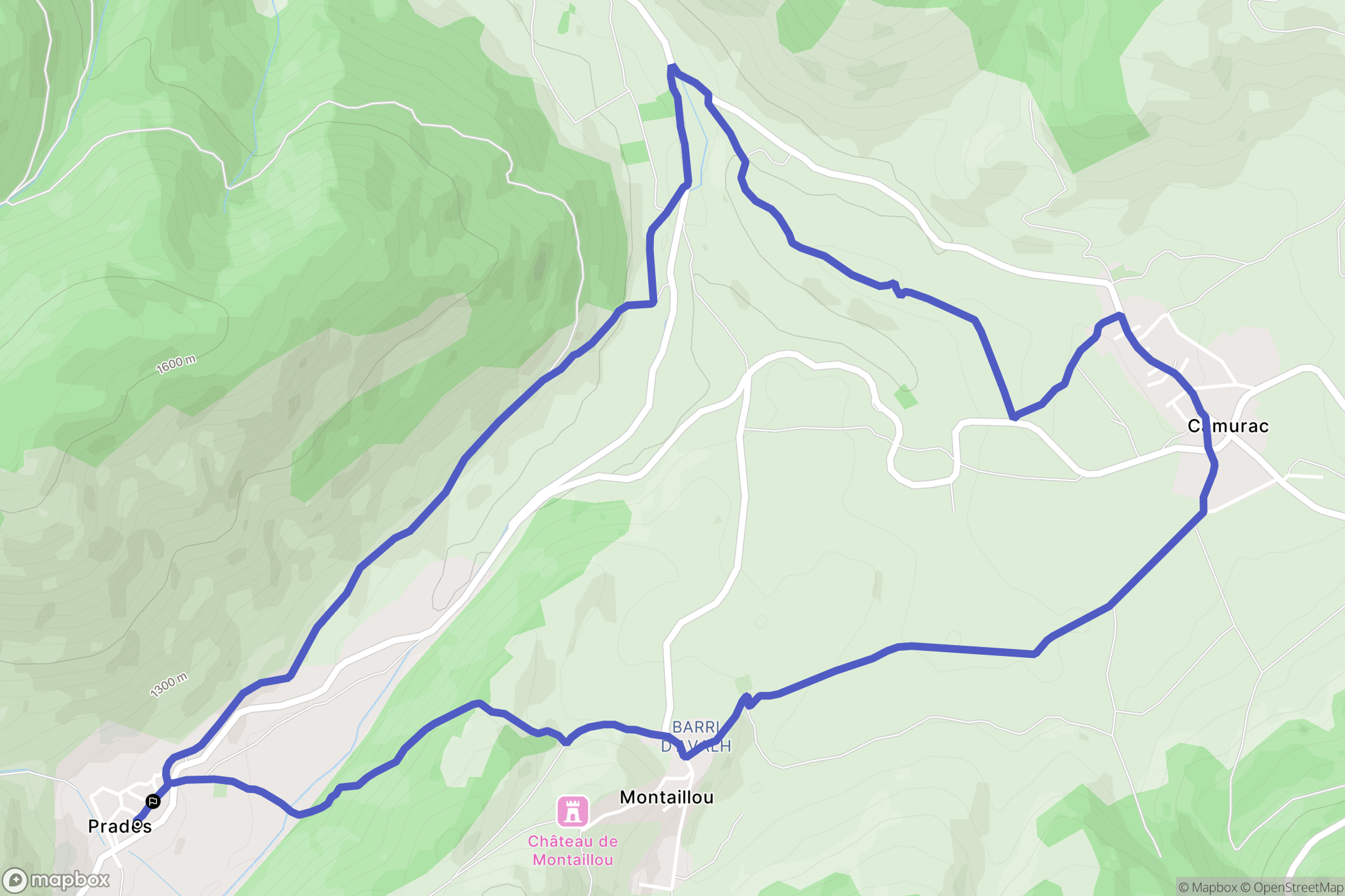 Prades : carte du parcours de randonnée - France