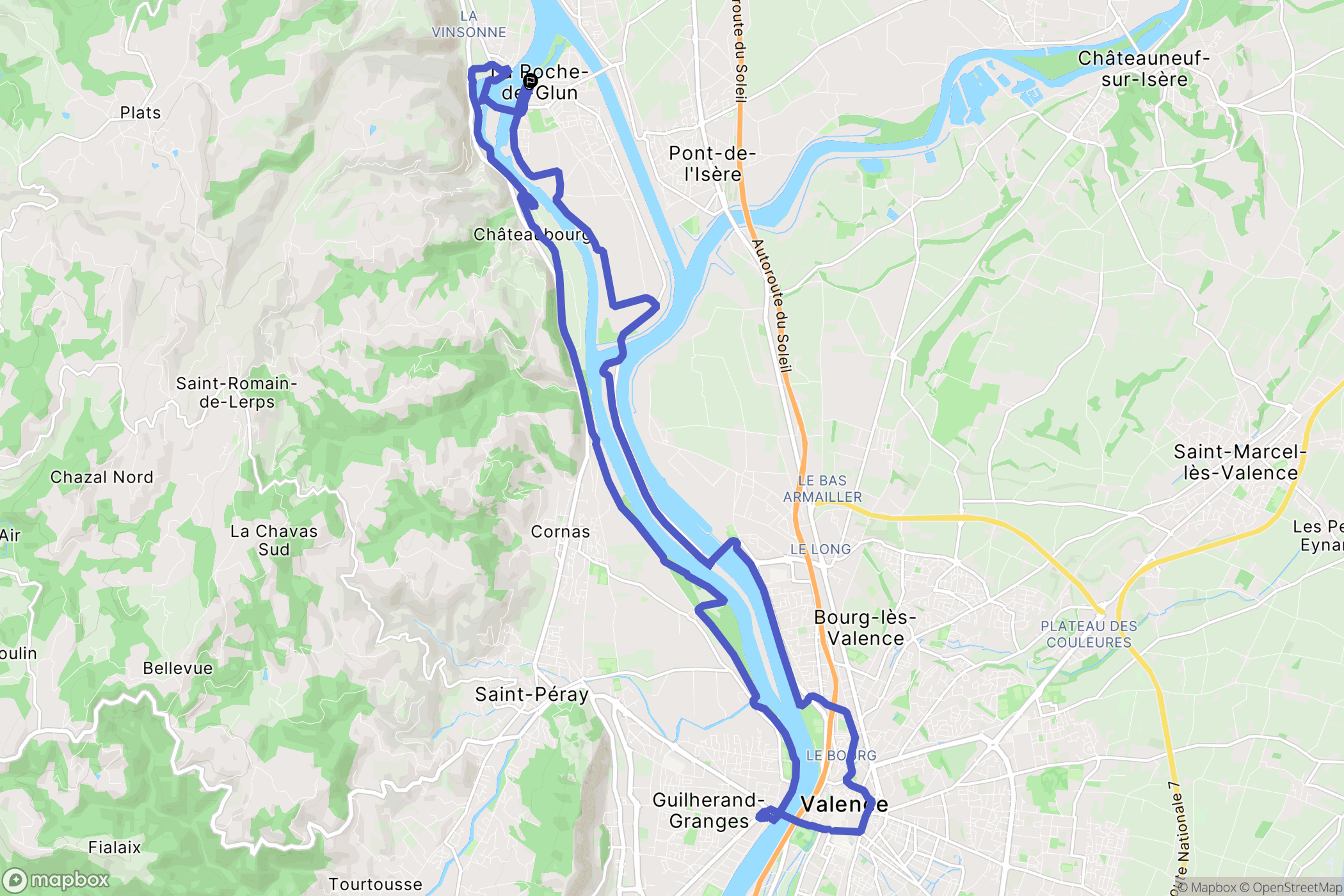 La Roche-de-Glun : carte du parcours de randonnée - France