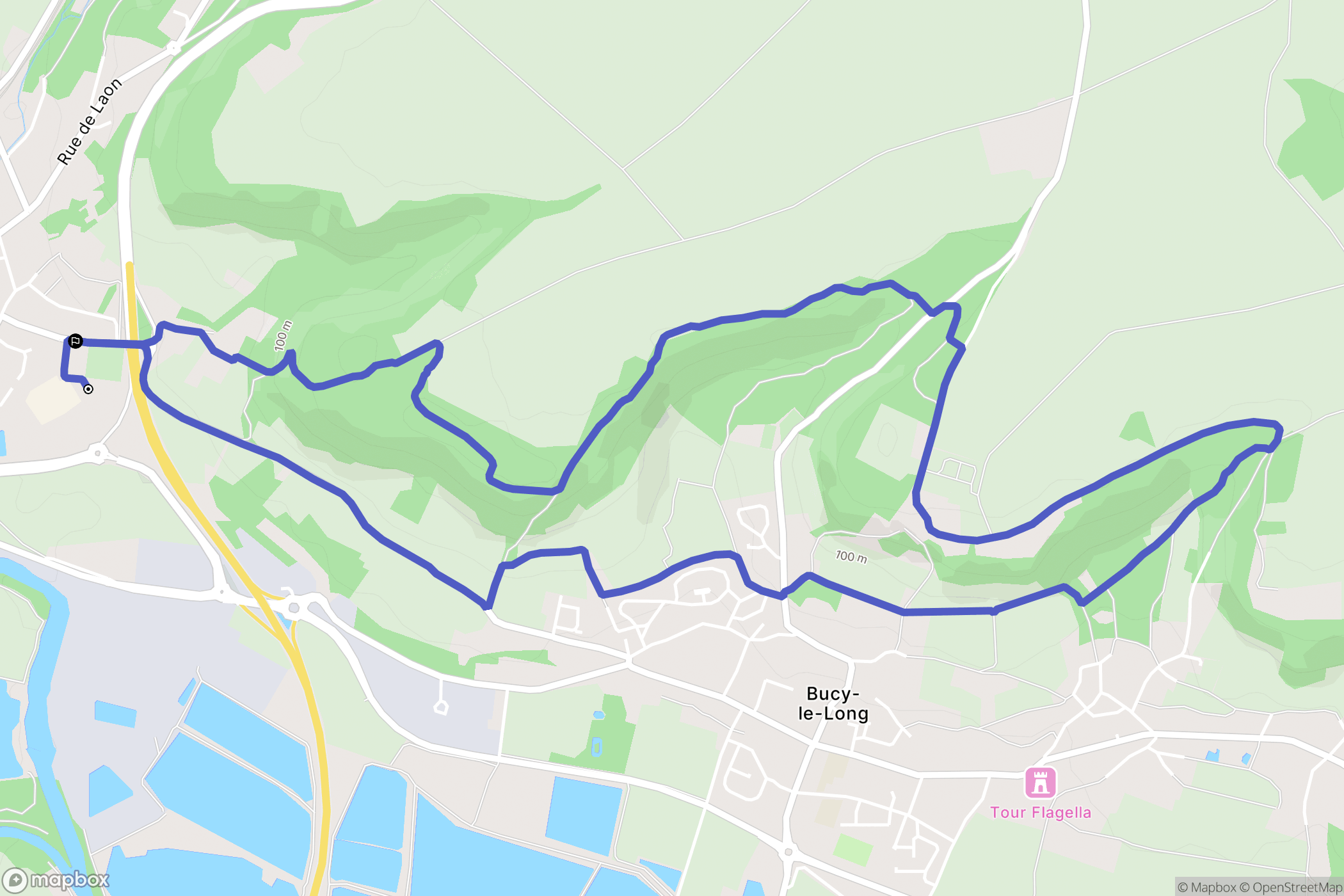 Crouy : carte du parcours de randonnée - France