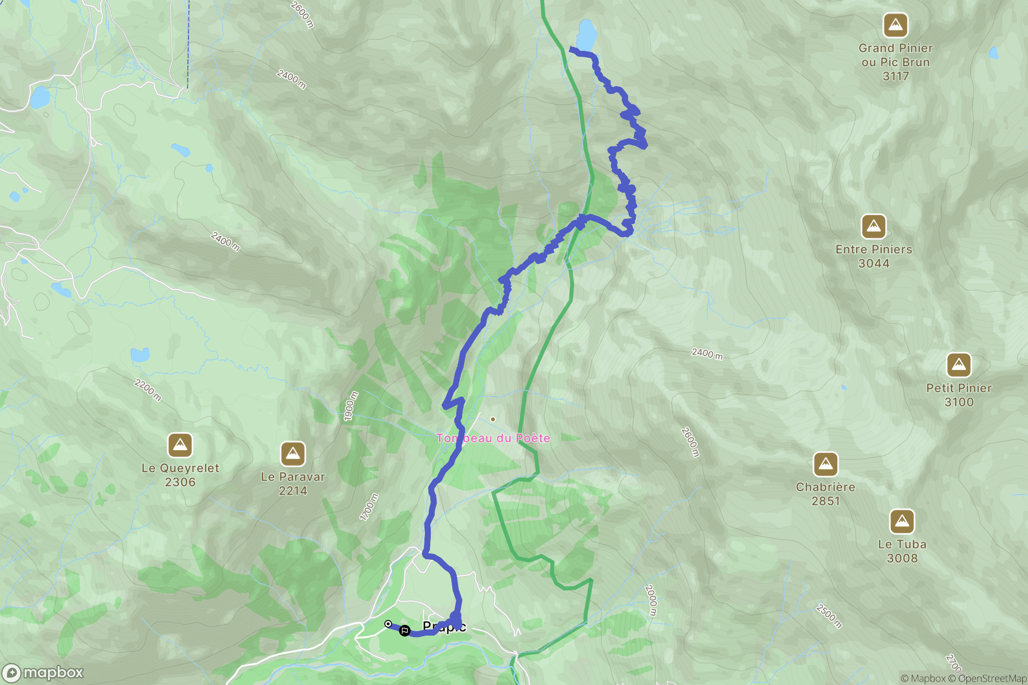 Orcières : carte du parcours de randonnée - France
