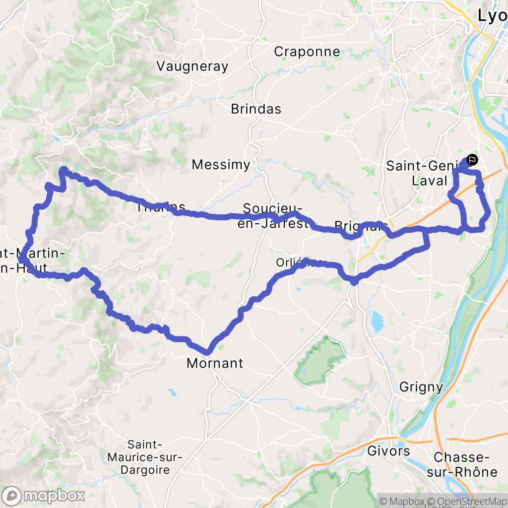 Pierre-Bénite : carte du parcours de randonnée - France