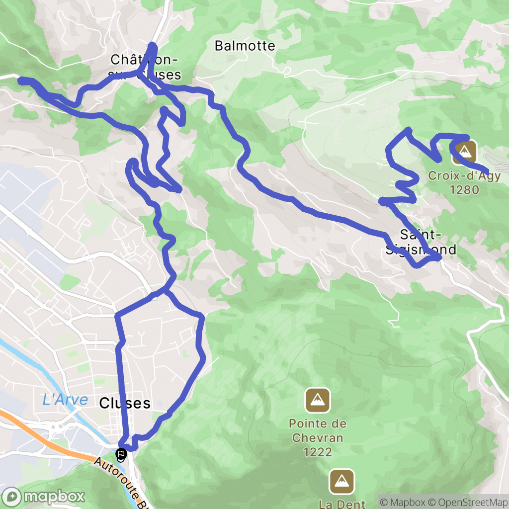 Cluses : carte du parcours de randonnée - France