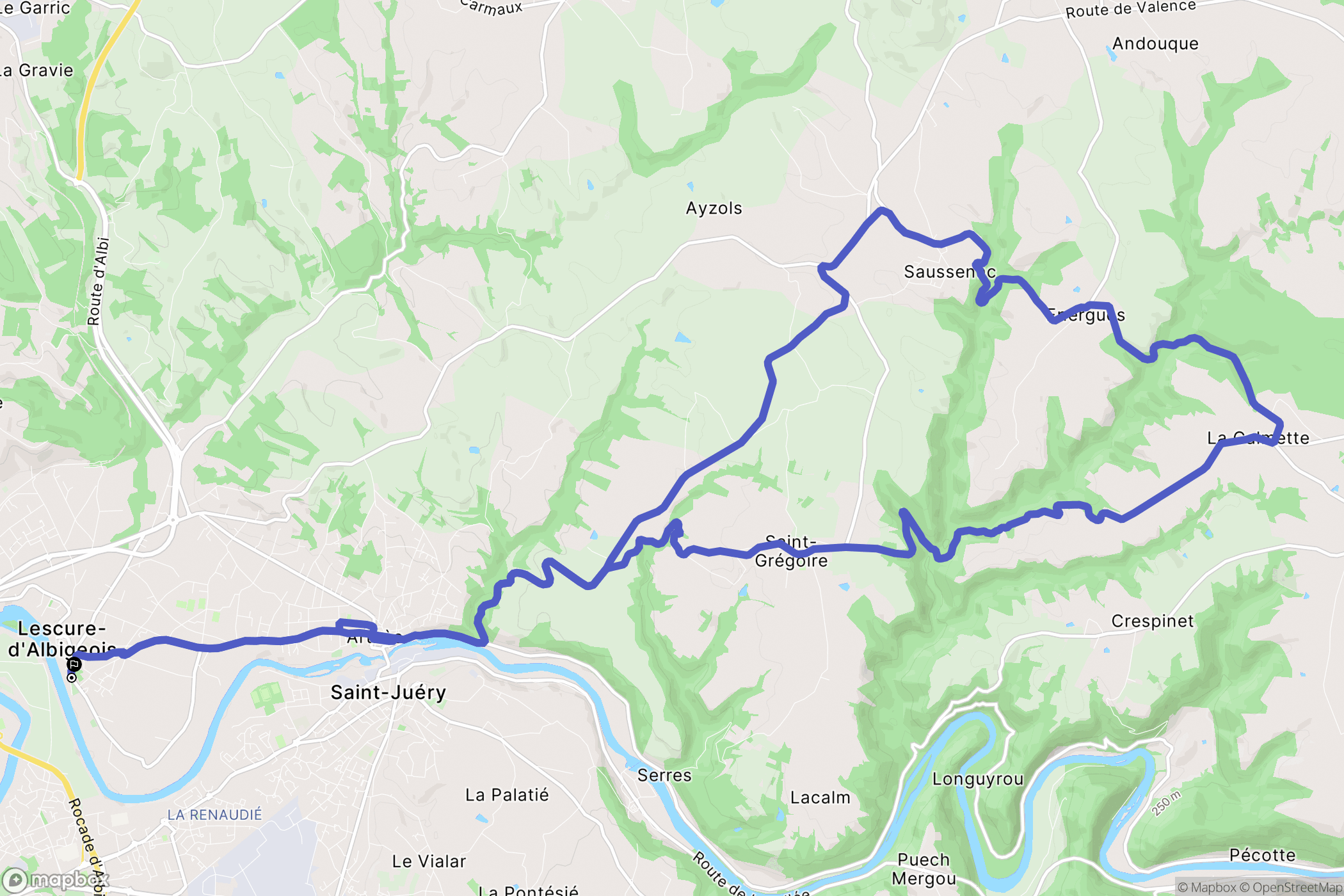 Lescure-d'Albigeois : carte du parcours de randonnée - France