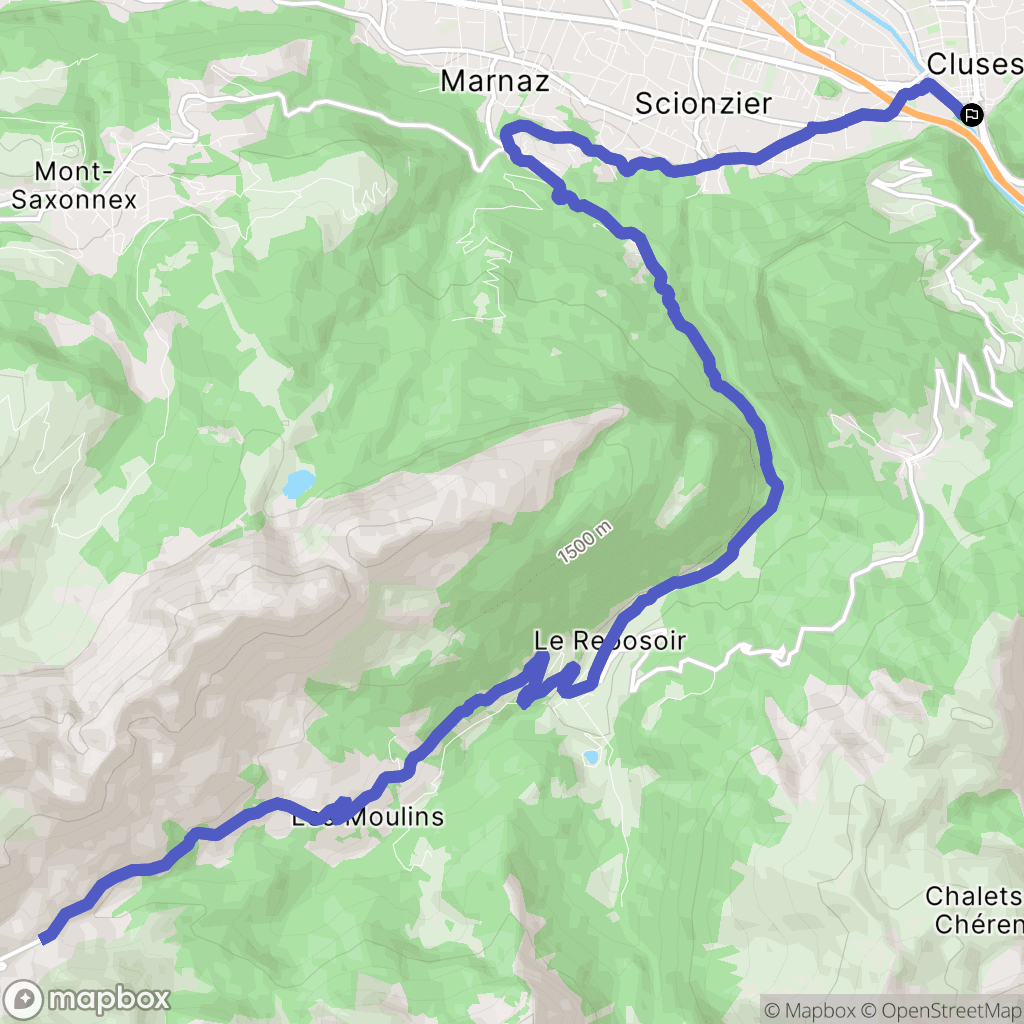 Cluses : carte du parcours de randonnée - France