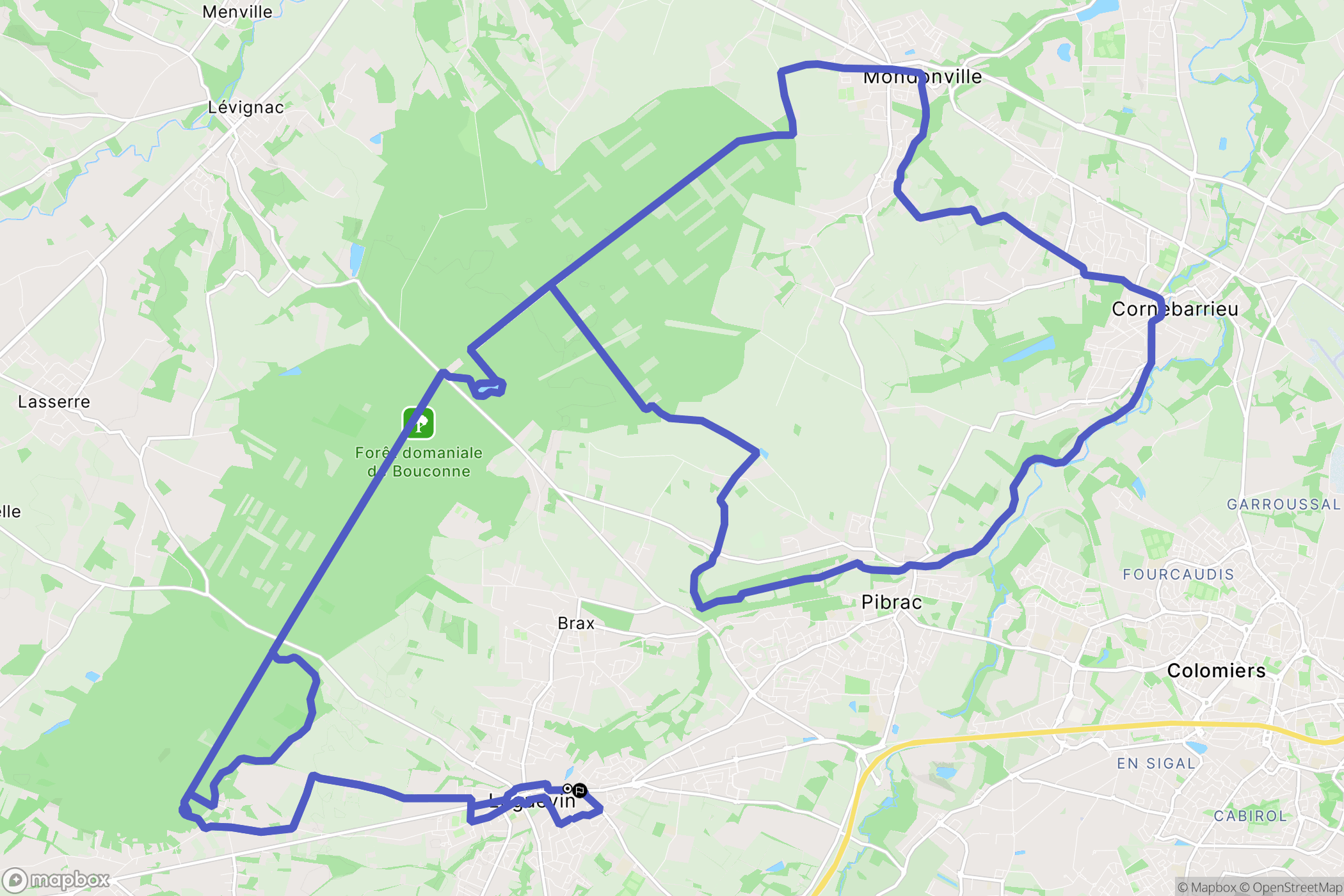 Léguevin : carte du parcours de randonnée - France