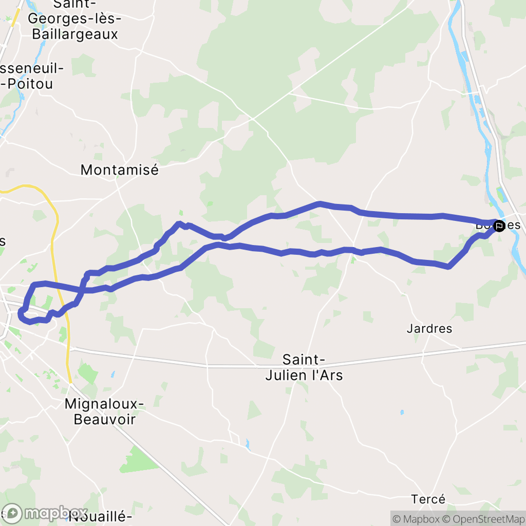 Bonnes : carte du parcours de randonnée - France