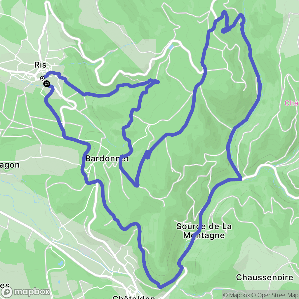 Ris : carte du parcours de randonnée - France