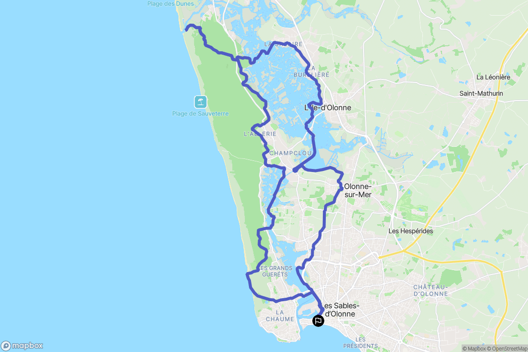 Les Sables-d'Olonne : carte du parcours de randonnée - France