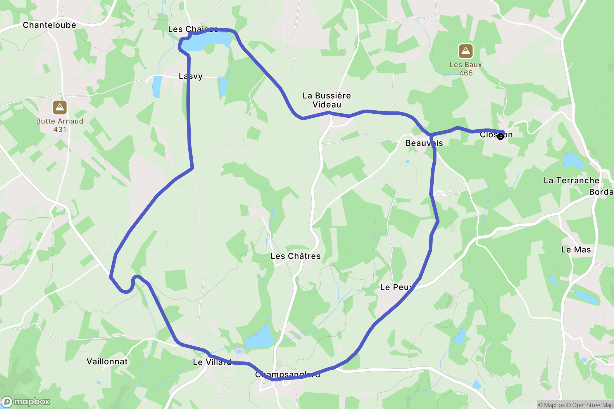 Champsanglard : carte du parcours de randonnée - France