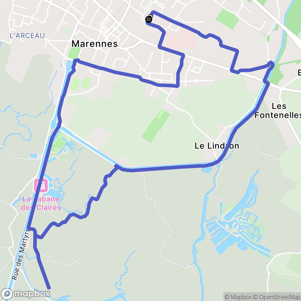 Marennes-Hiers-Brouage : carte du parcours de randonnée - France