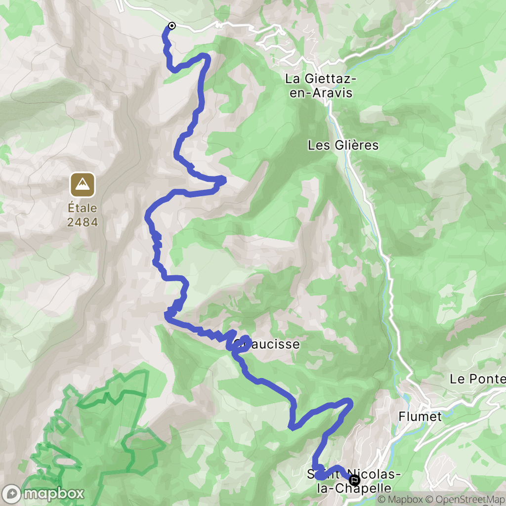 La Giettaz : carte du parcours de randonnée - France