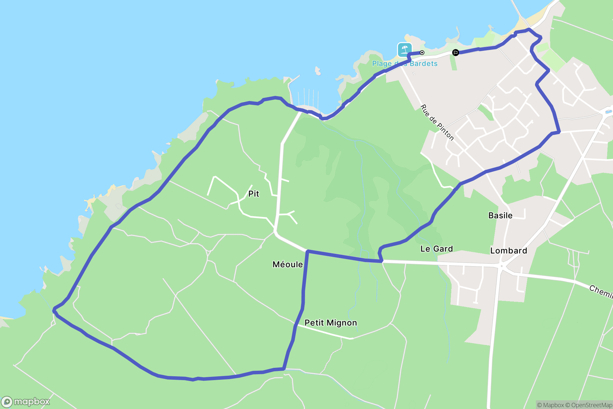 Sanguinet : carte du parcours de randonnée - France