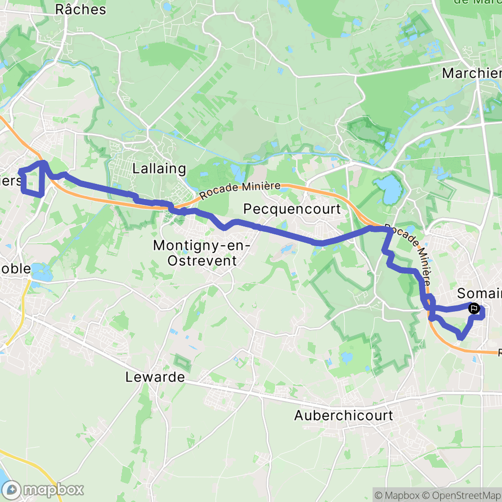 Somain : carte du parcours de randonnée - France