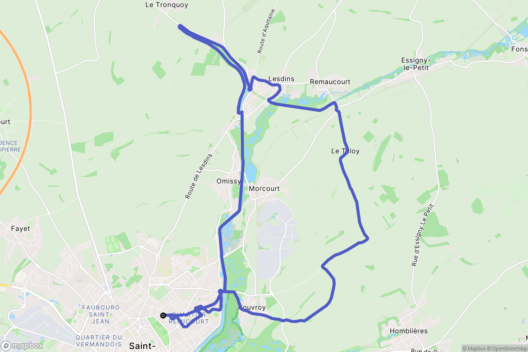 Saint-Quentin : carte du parcours de randonnée - France
