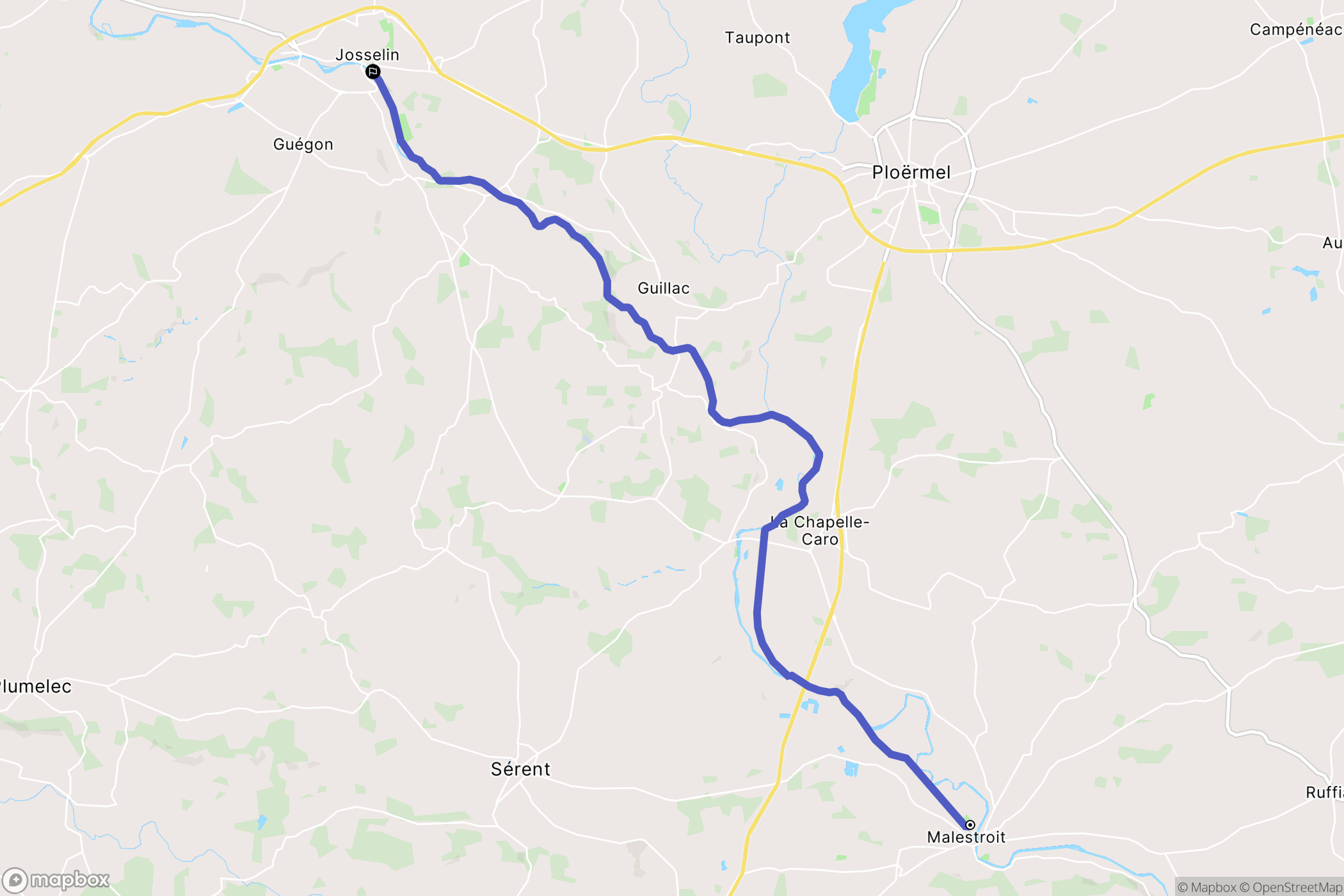 Malestroit : carte du parcours de randonnée - France