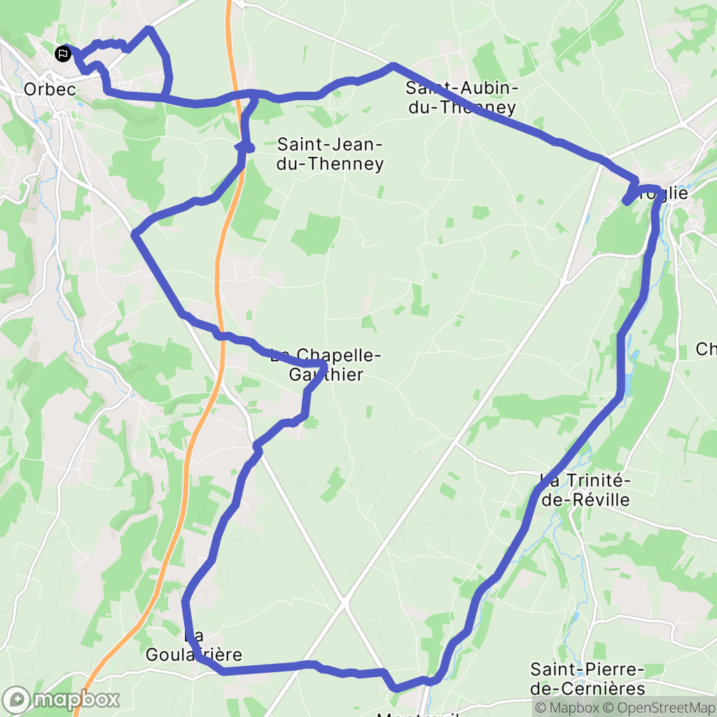 Orbec : carte du parcours de randonnée - France