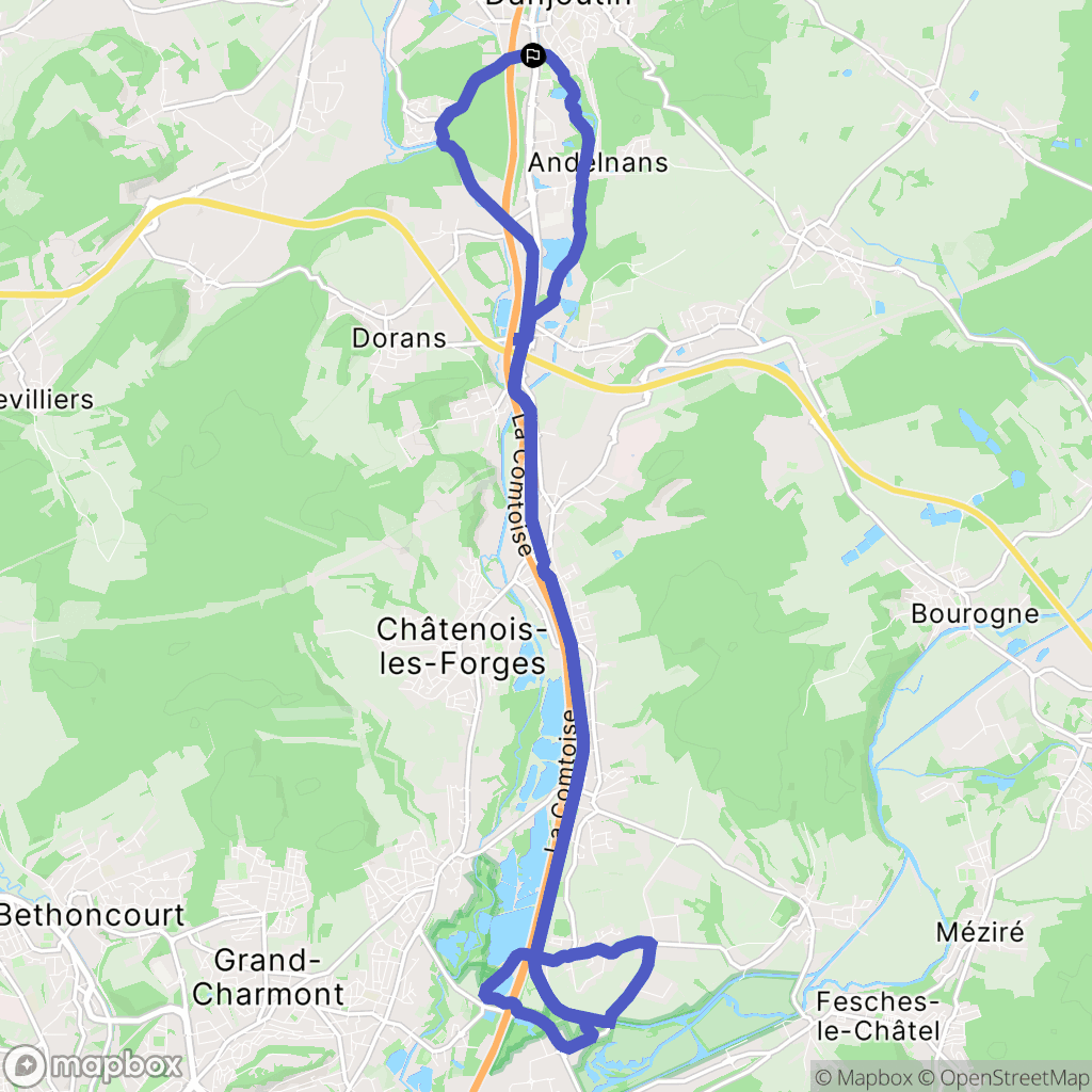 Danjoutin : carte du parcours de randonnée - France