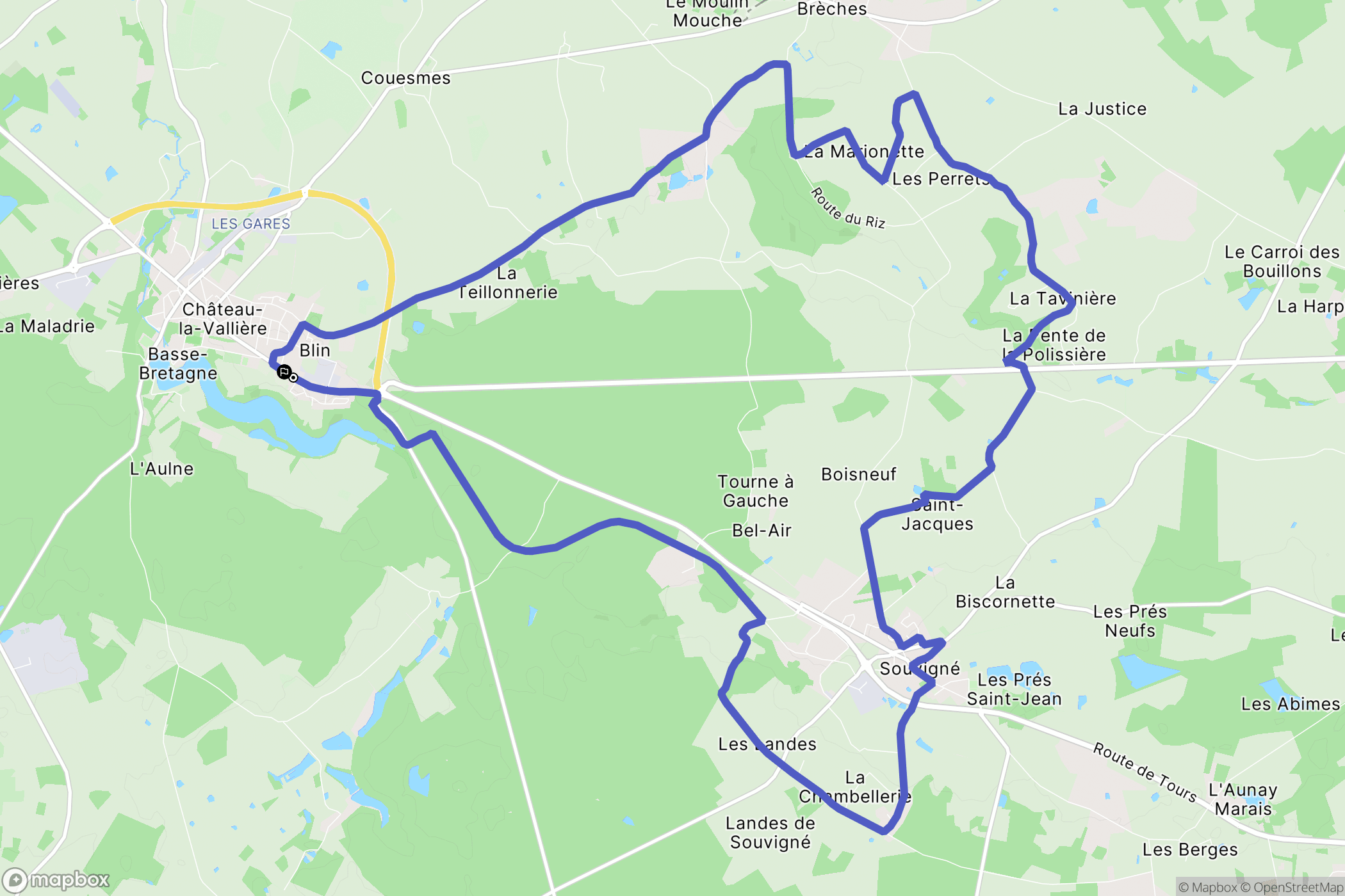 Château-la-Vallière : carte du parcours de randonnée - France