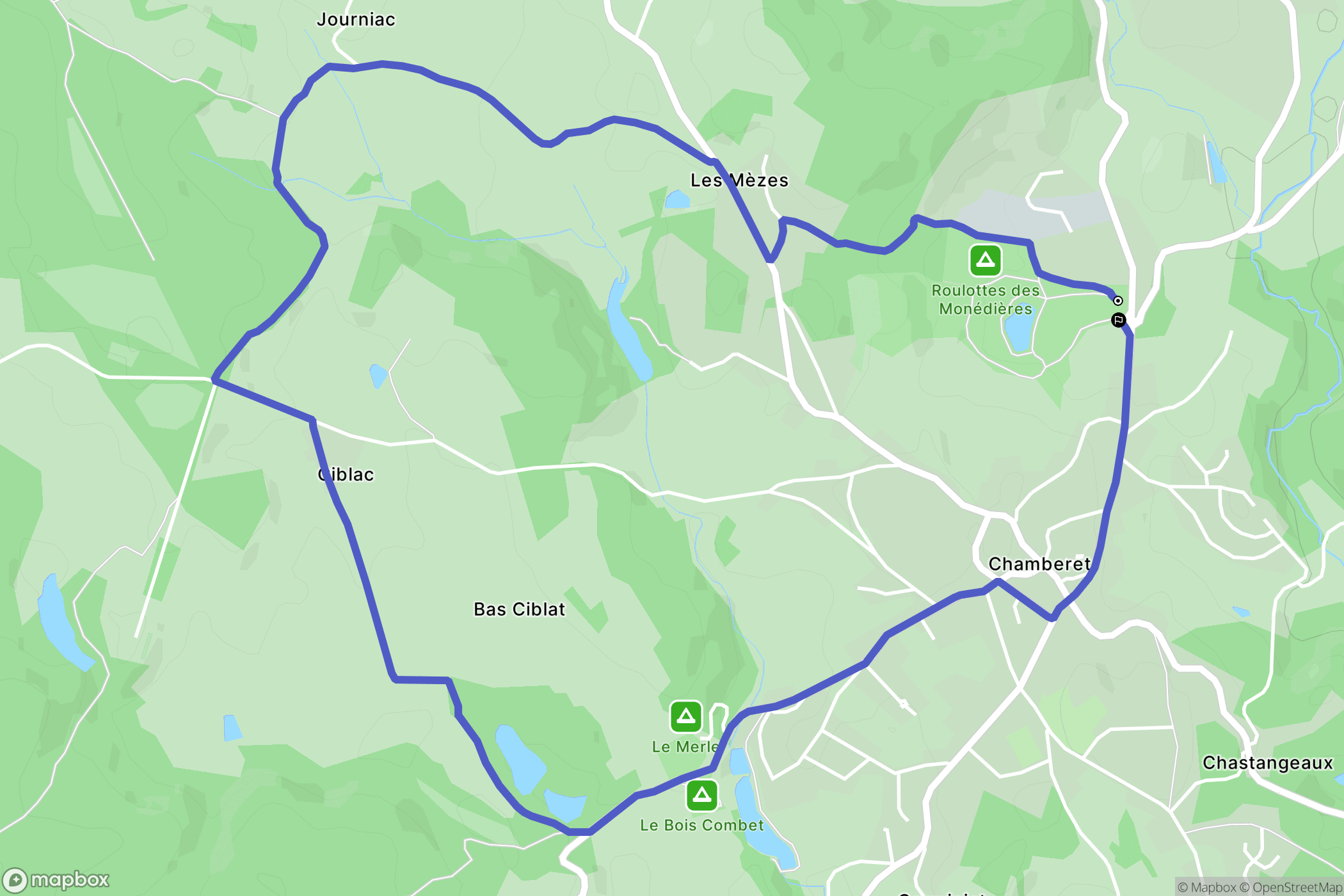 Chamberet : carte du parcours de randonnée - France