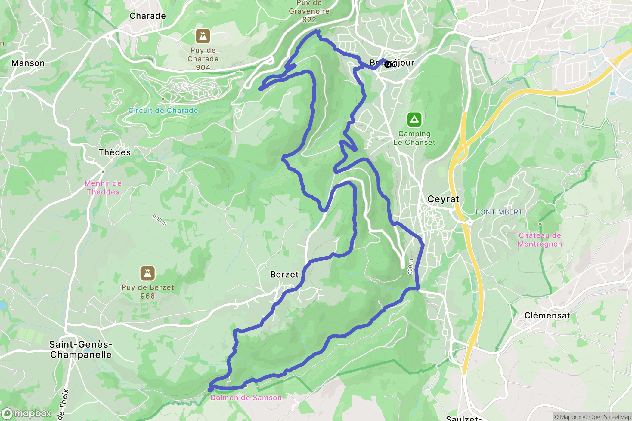 Ceyrat : carte du parcours de randonnée - France
