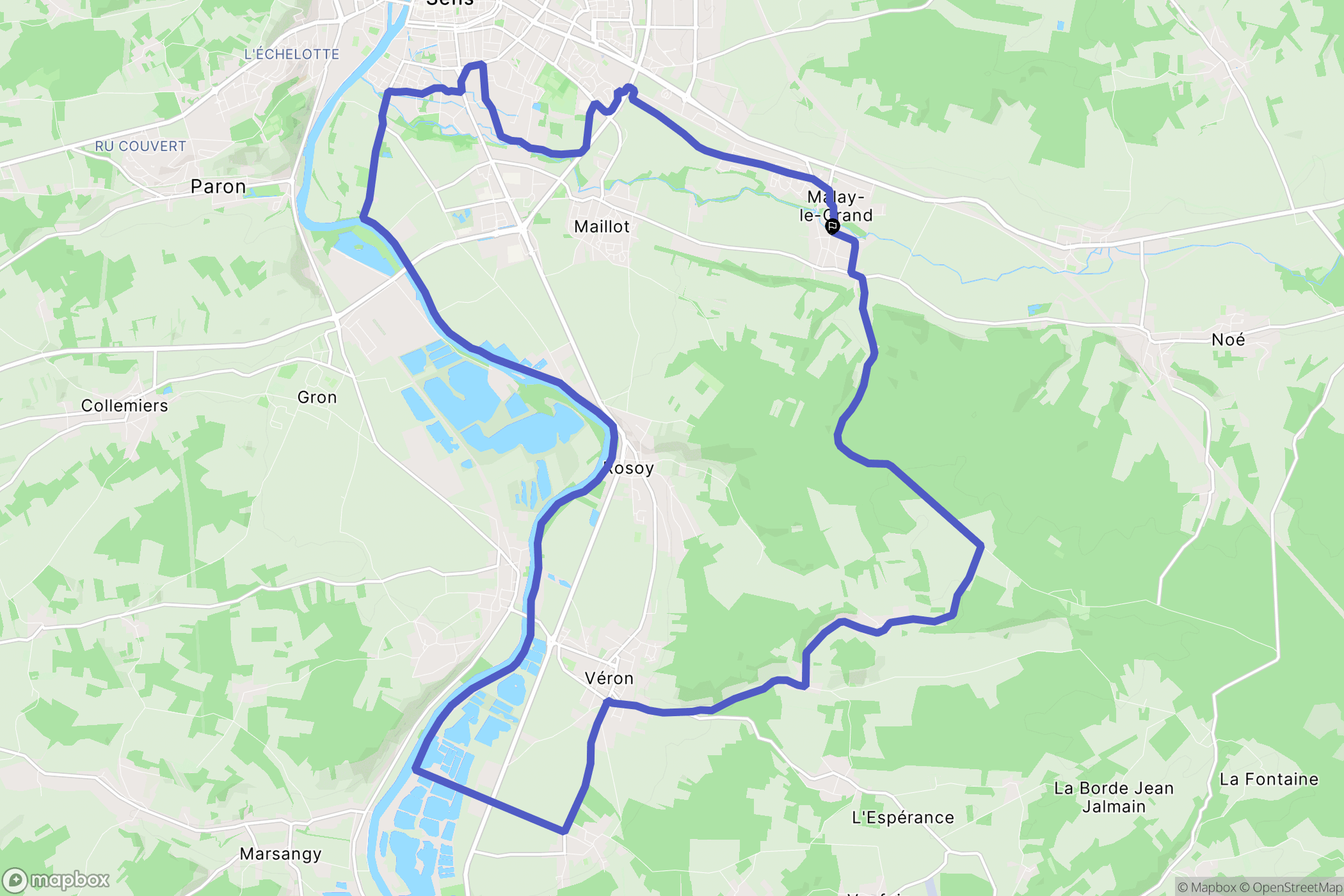 Malay-le-Grand : carte du parcours de randonnée - France