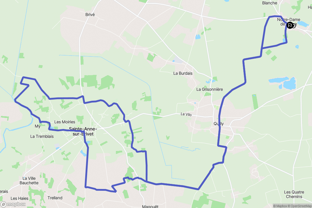 Guenrouet : carte du parcours de randonnée - France