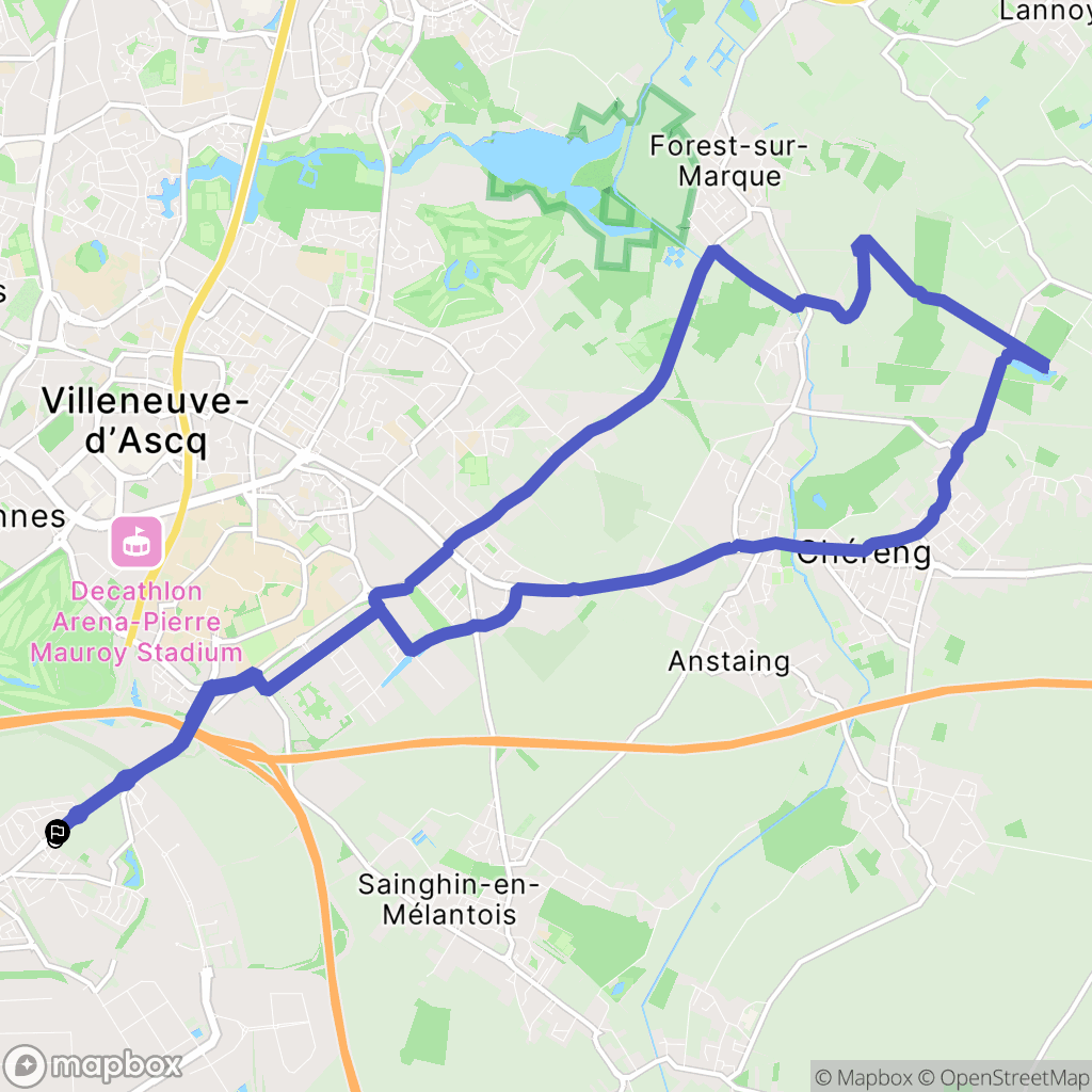 Lesquin : carte du parcours de randonnée - France