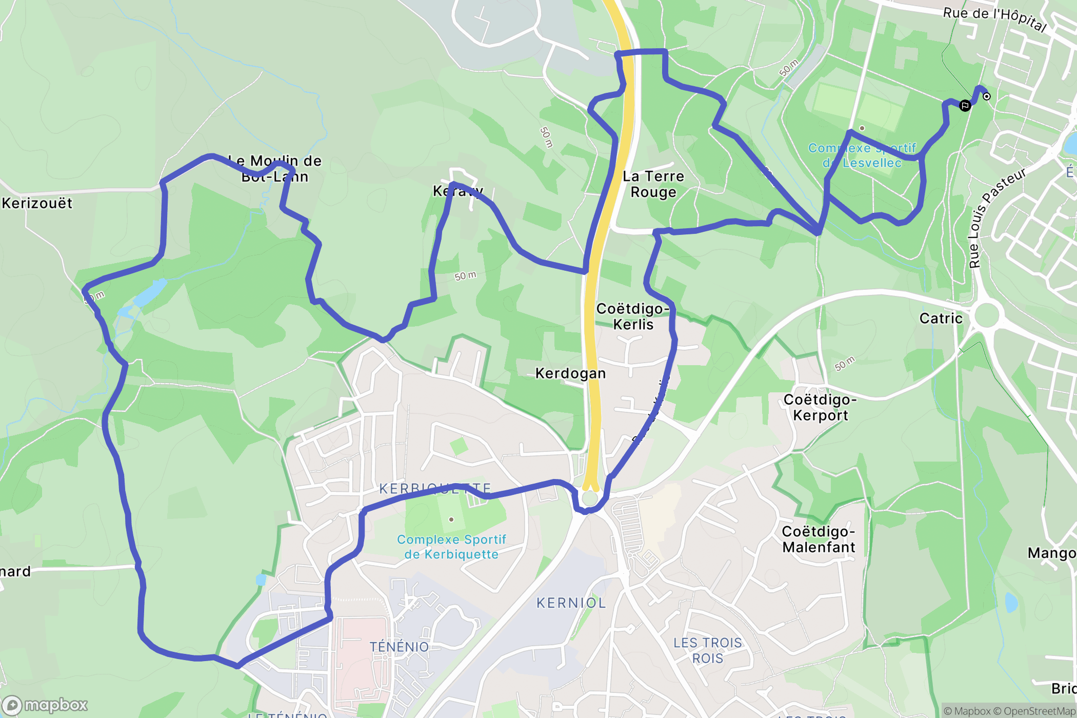Saint-Avé : carte du parcours de randonnée - France