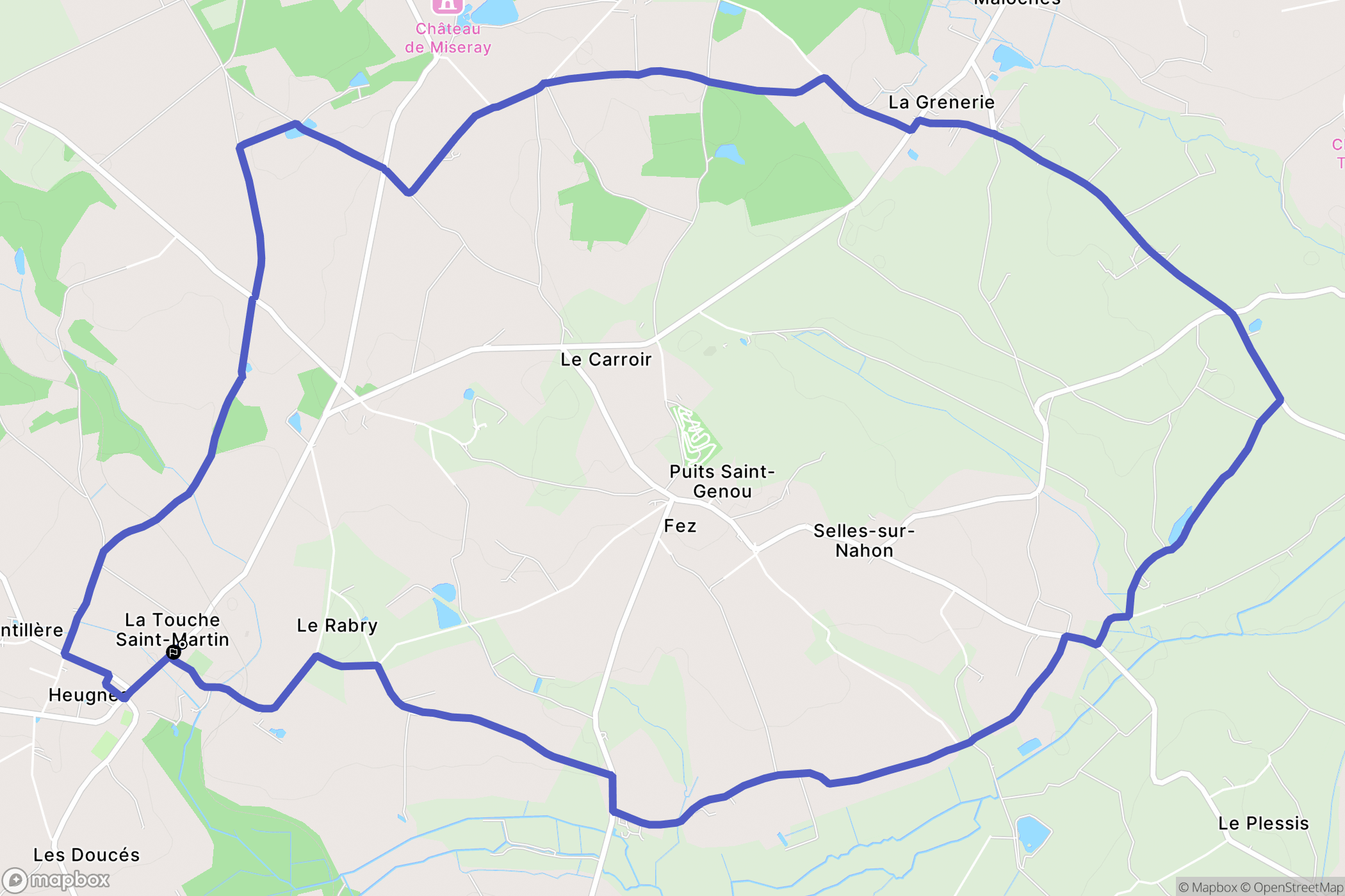 Heugnes : carte du parcours de randonnée - France