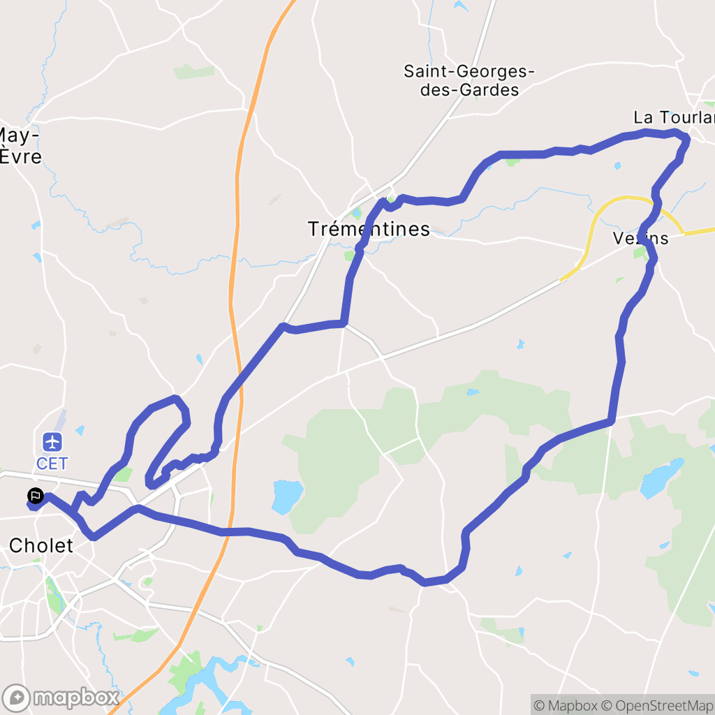 Cholet : carte du parcours de randonnée - France