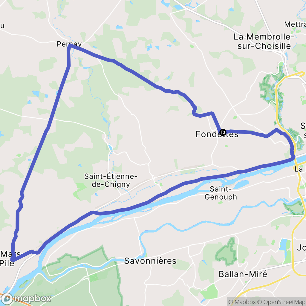 Fondettes : carte du parcours de randonnée - France