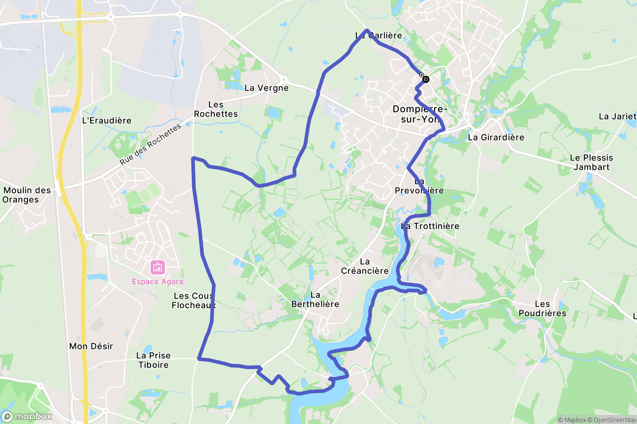 Dompierre-sur-Yon : carte du parcours de randonnée - France