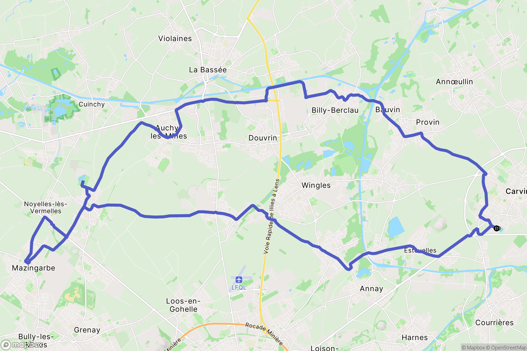 Carvin : carte du parcours de randonnée - France