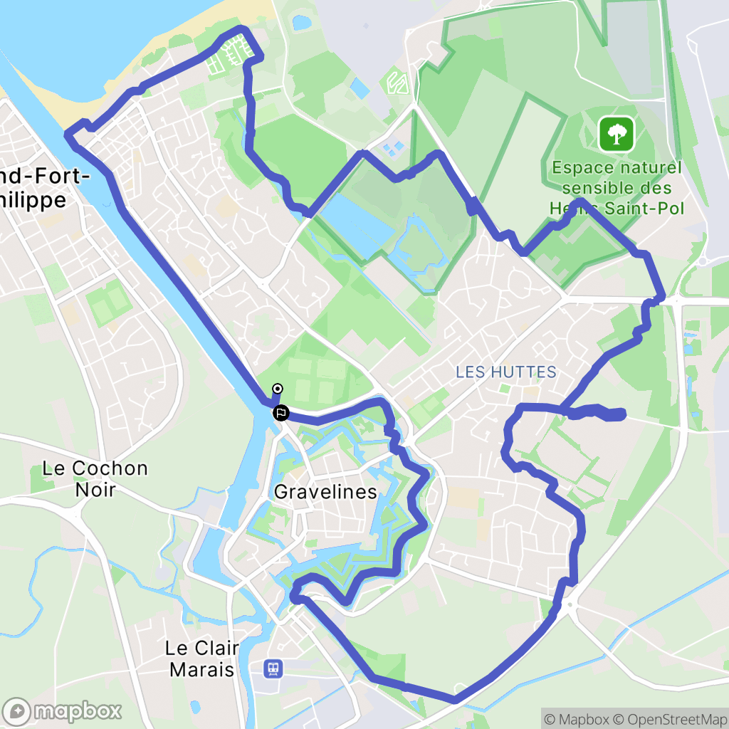 Gravelines : carte du parcours de randonnée - France
