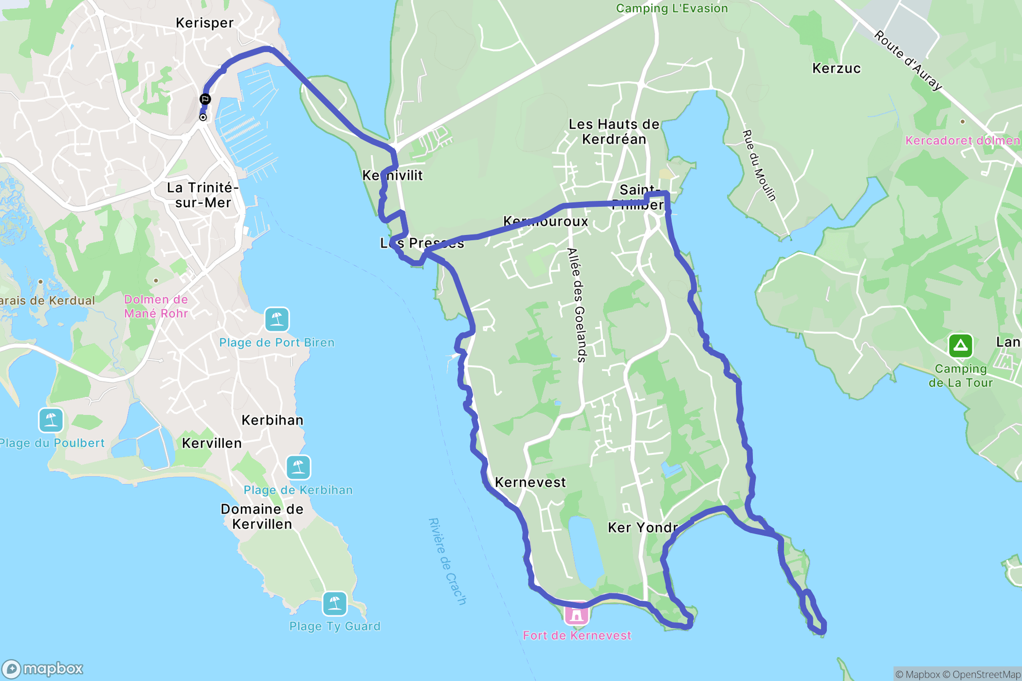 La Trinité-sur-Mer : carte du parcours de randonnée - France