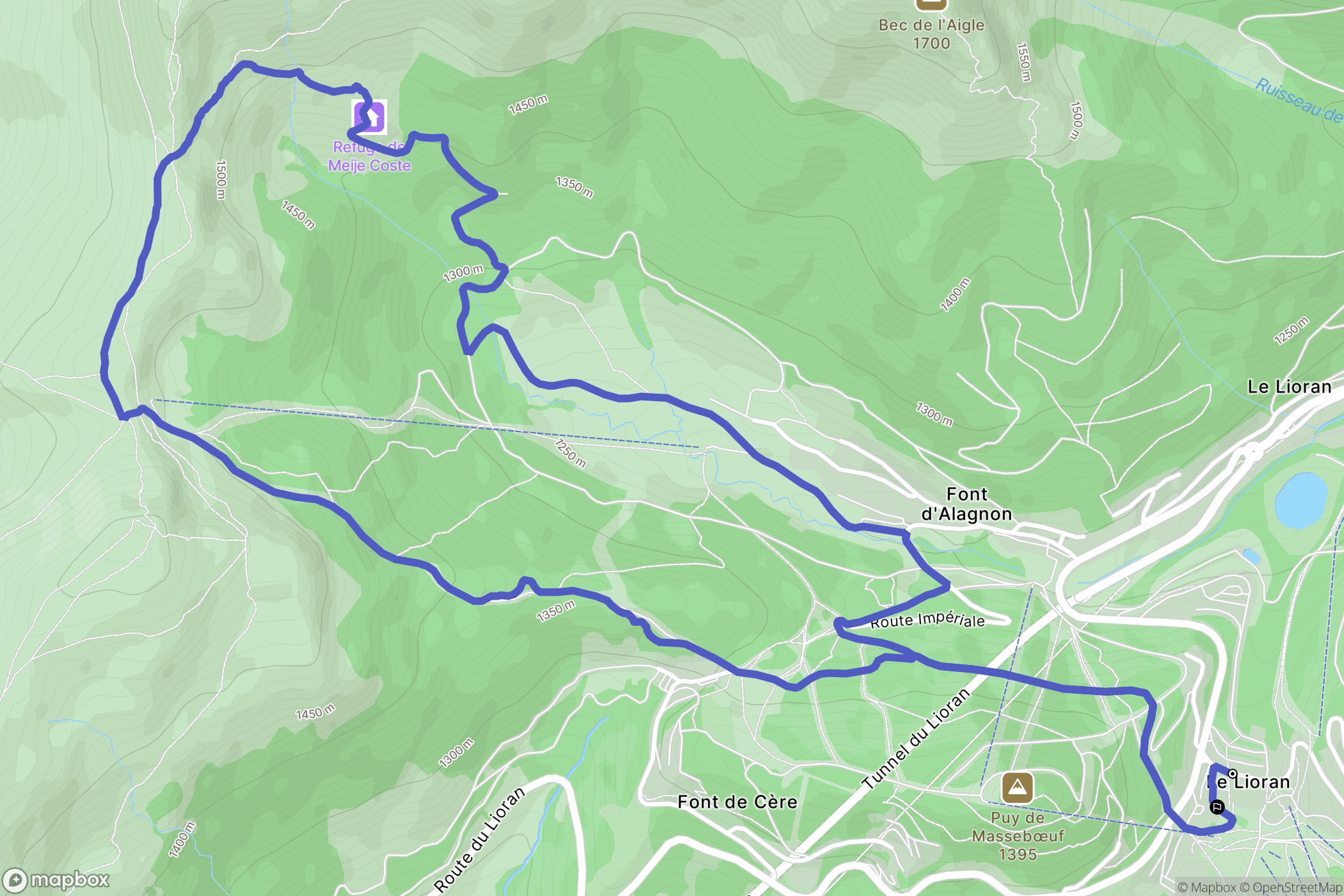 Laveissière : carte du parcours de randonnée - France