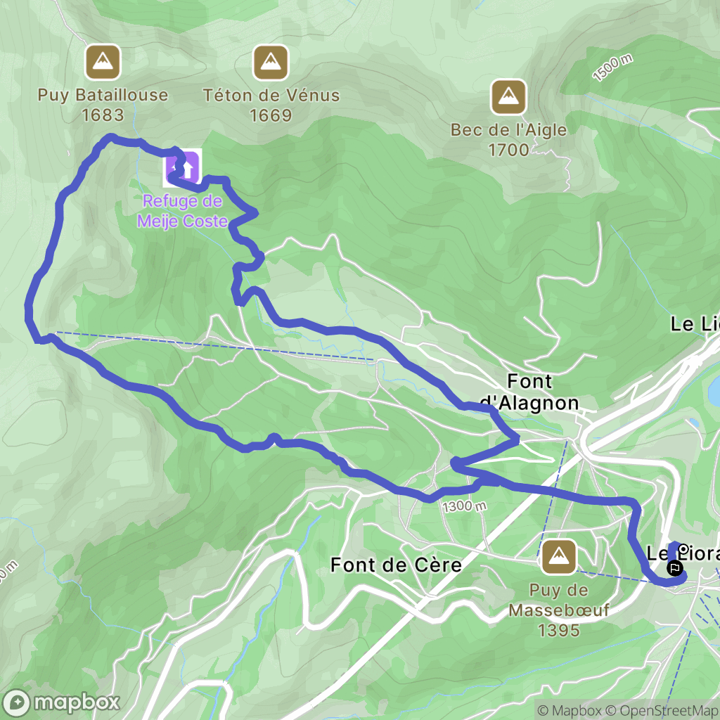 Laveissière : carte du parcours de randonnée - France