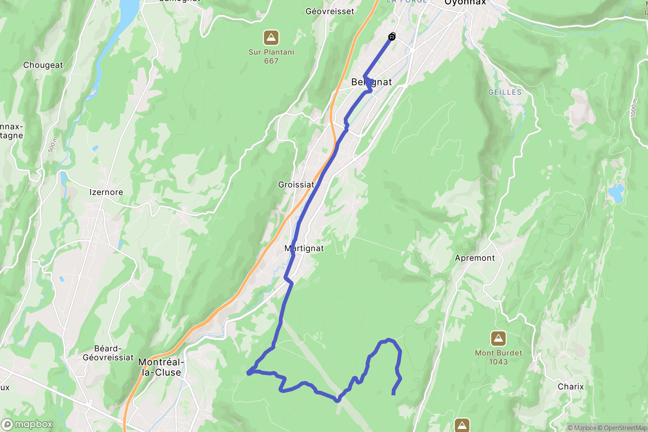 Bellignat : carte du parcours de randonnée - France