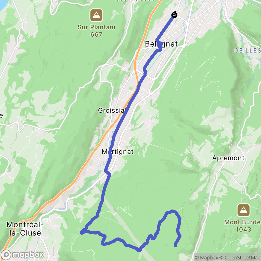 Bellignat : carte du parcours de randonnée - France