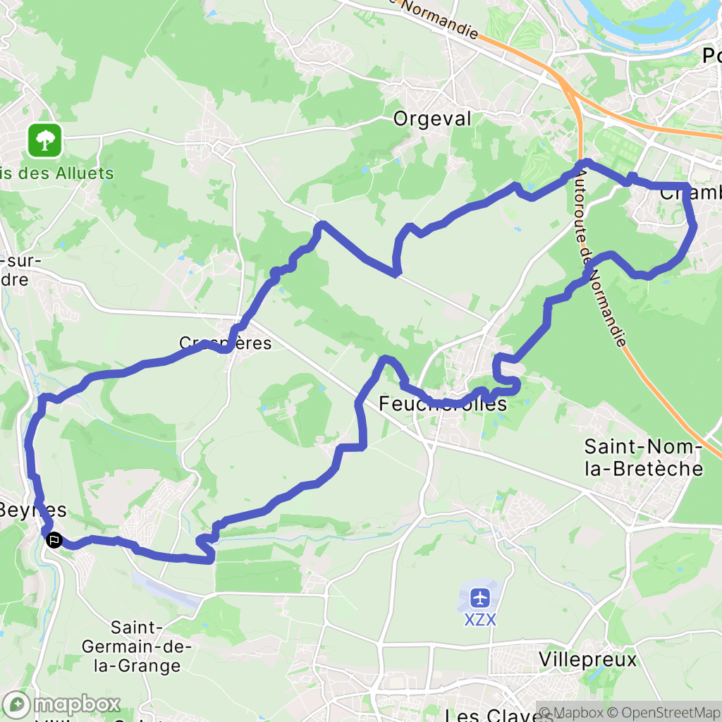 Beynes : carte du parcours de randonnée - France