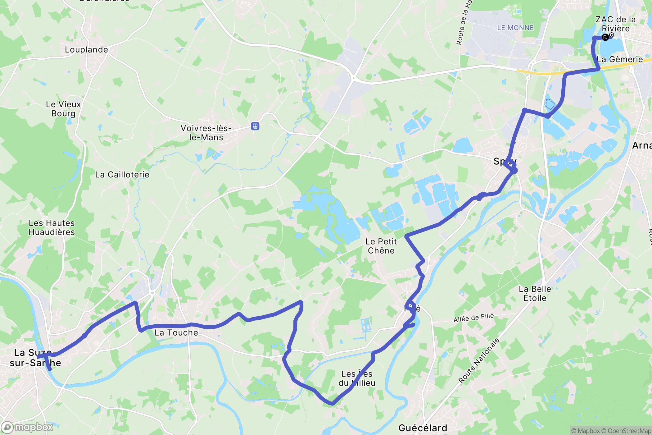Arnage : carte du parcours de randonnée - France