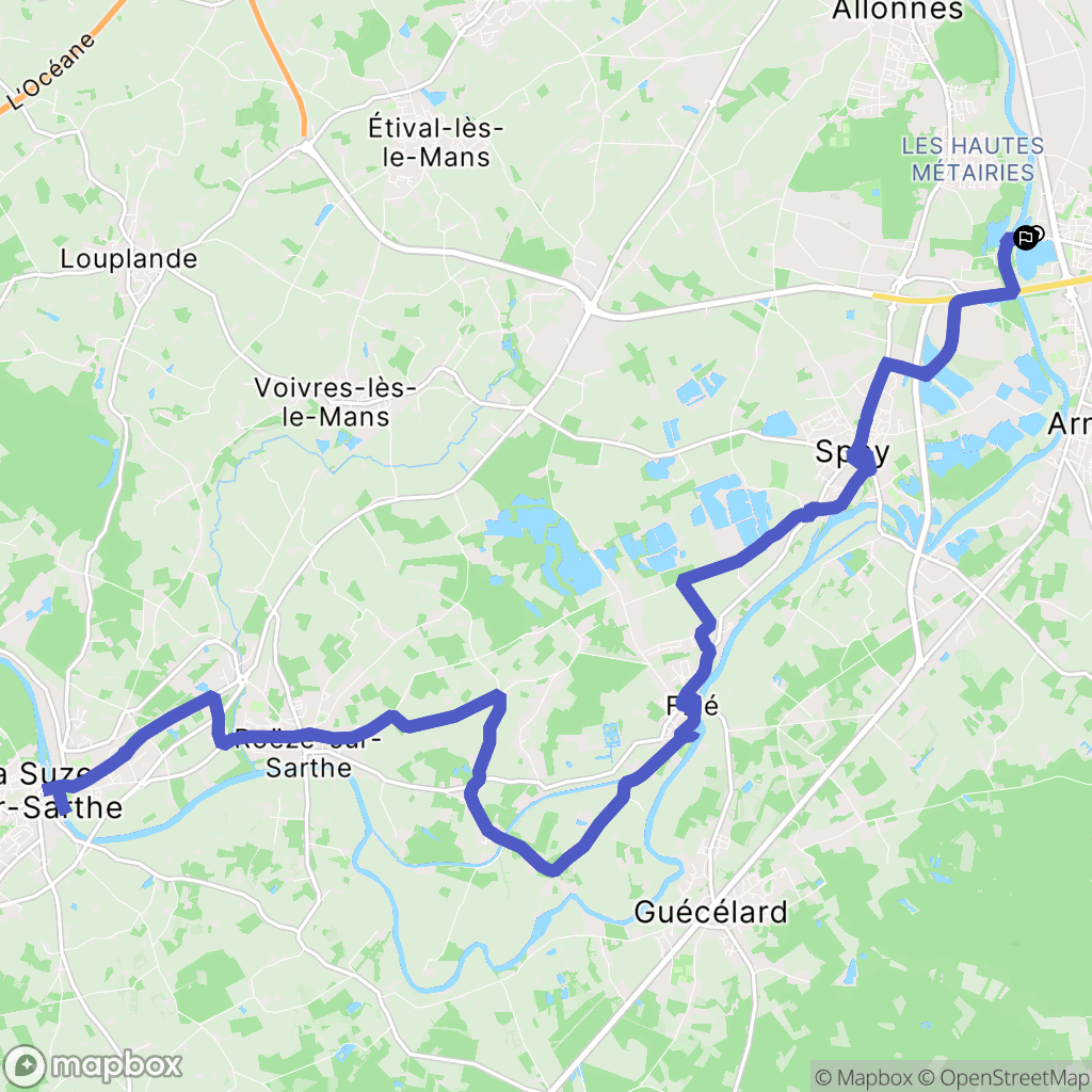 Arnage : carte du parcours de randonnée - France